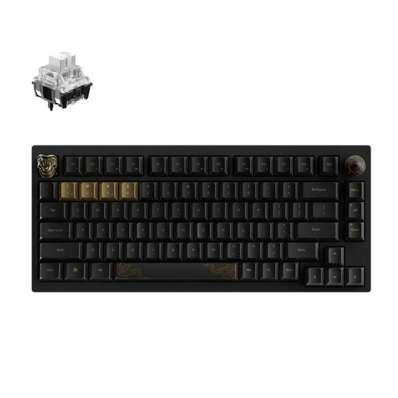 Load image into Gallery viewer, Keychron black myth wukong wireless mechanical keyboard deluxe edition (zwart, us lay-out (qwerty), ttc bluish white, 75%, rgb leds, non-shine-through pbt, hot swap, usb-c | 2.4 ghz | bluetooth 5.1)