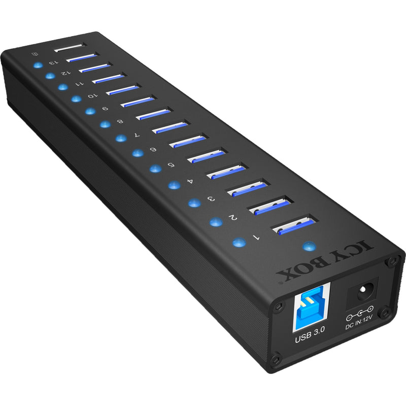 Afbeelding laden in galerijviewer, Icy box ib-ac6113 usb-hub (zwart, 13x usb 3.0, 1x usb oplaadpoort)