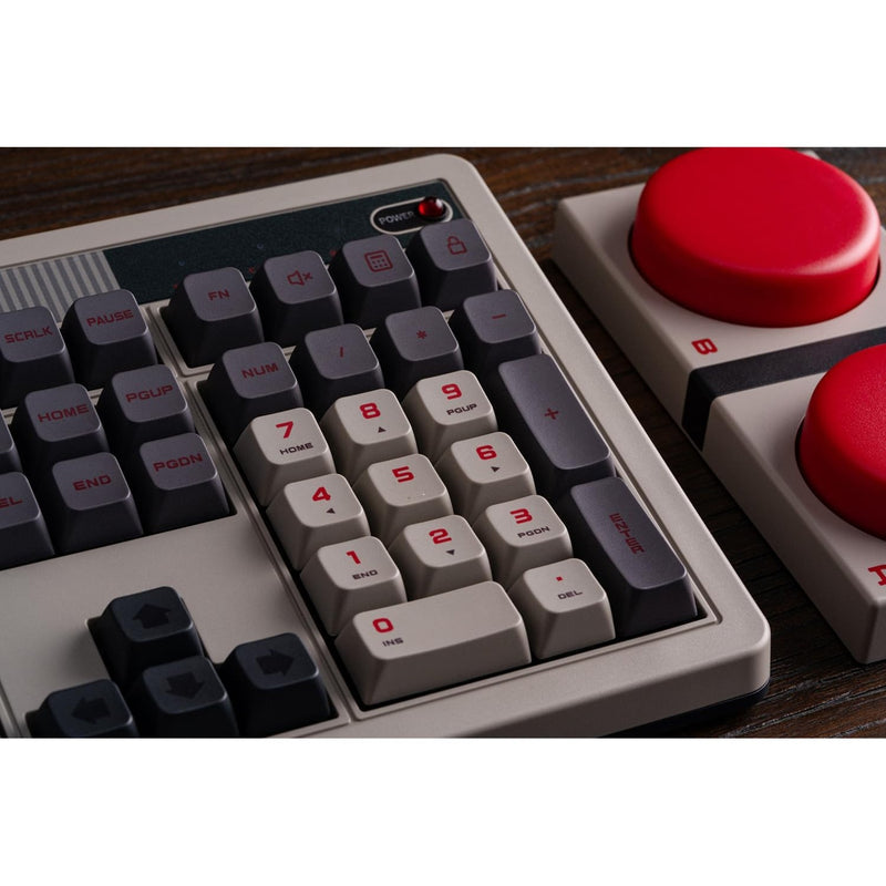 Cargue la imagen en el visor de la galería, 8bitdo retro mechanical keyboard n edition (grijs, us lay-out (qwerty), kailh box white, 100%, bluetooth low energy, wireless 2.4g, usb)