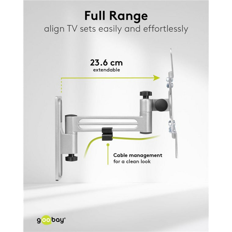 Load image into Gallery viewer, Goobay tv wall mount caravan fullmotion (m), 13 to 43 inch wandmontage (zilver)