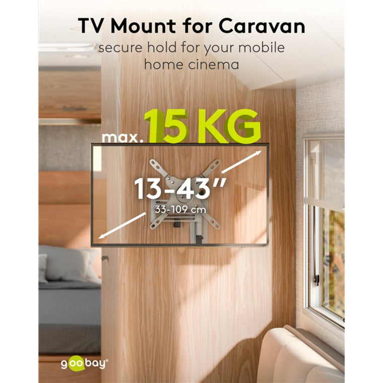 Load image into Gallery viewer, Goobay tv wall mount caravan fullmotion (m), 13 to 43 inch wandmontage (zilver)