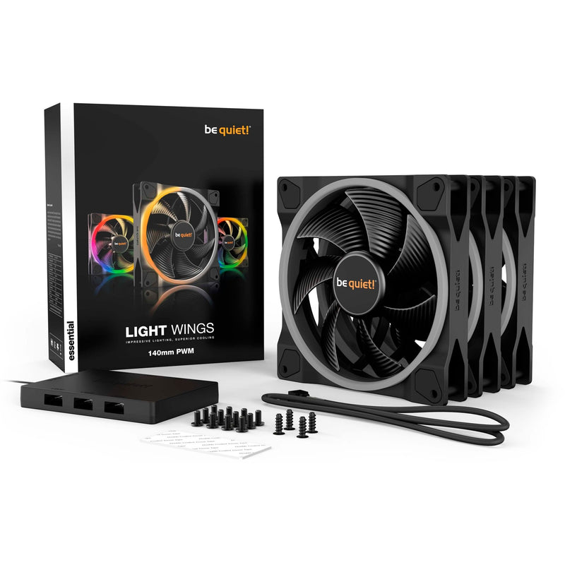 Load image into Gallery viewer, Be quiet! light wings pwm rgb case fans (zwart, 3 stuks, 140 x 140 x 25 mm)