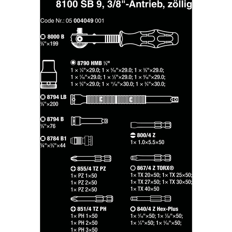 Load image into Gallery viewer, Wera 8100 sb 9 zyklop speed ratelset gereedschapsset (zwart groen, 29-delig, speedratel met draaibare kop)