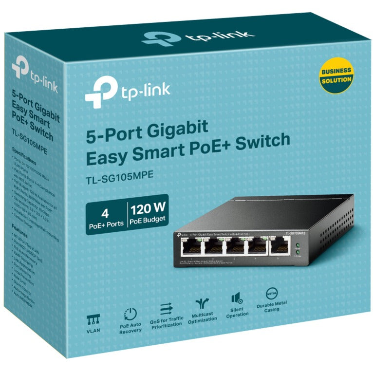 Afbeelding laden in galerijviewer, Tp-link tl-sg105mpe 5-port gigabit easy smart switch met 4-port poe+ (120w poe met 30w per poort)