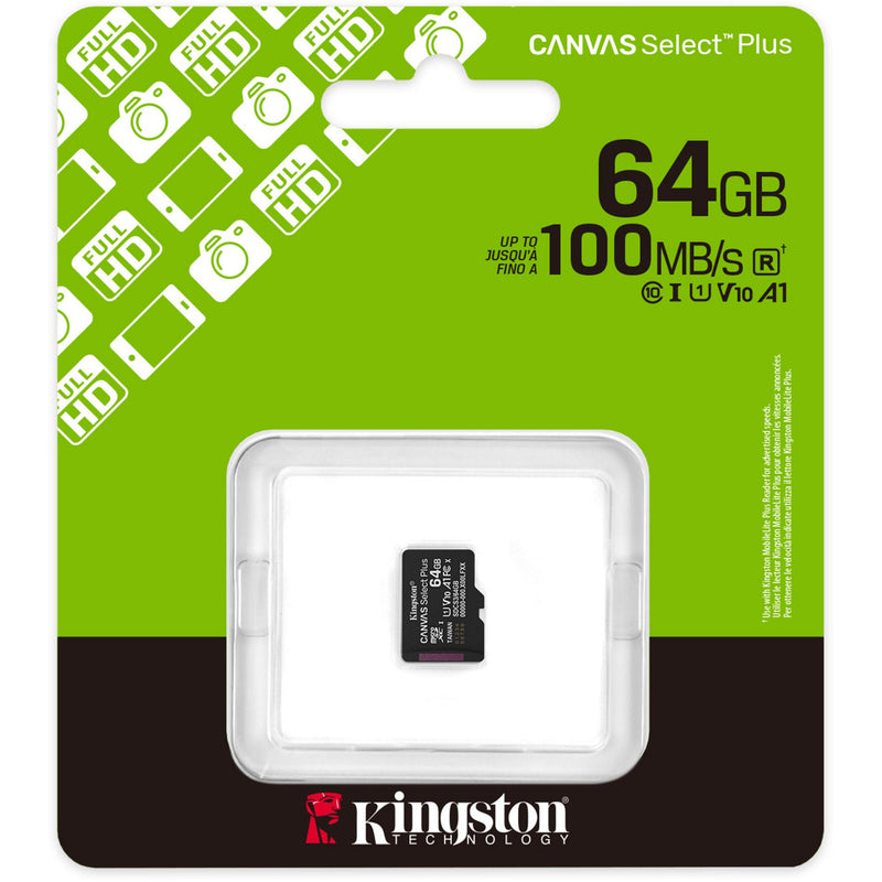 Load image into Gallery viewer, Kingston canvas select plus 64 gb microsdxc geheugenkaart (zwart, uhs-i u1, class 10, v10)