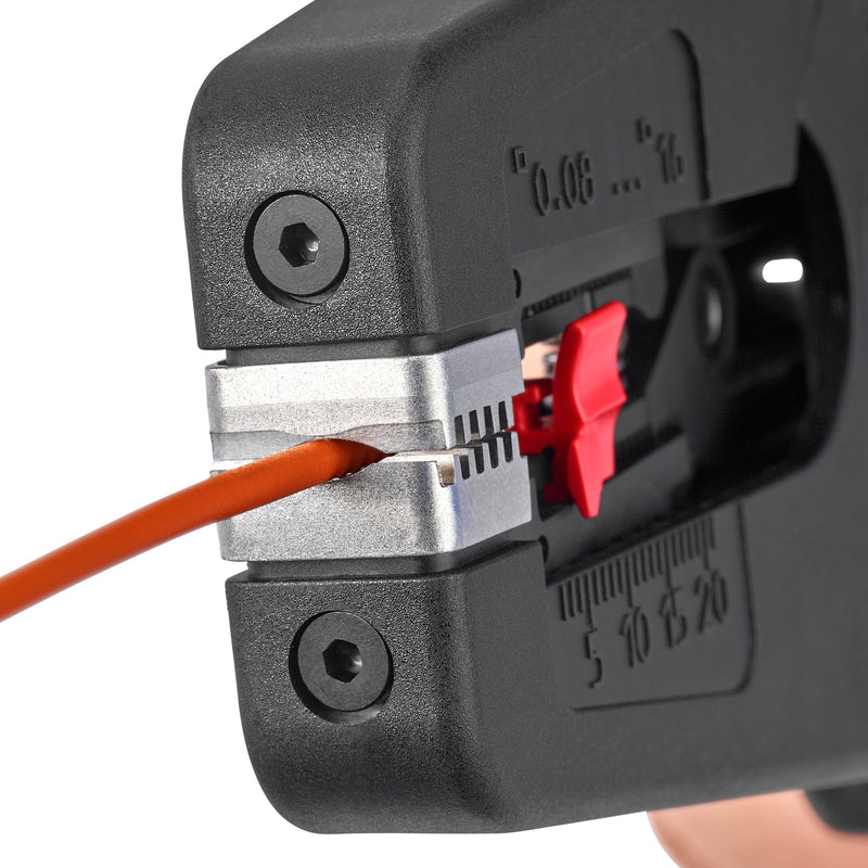 Load image into Gallery viewer, Knipex precistrip16 automatische afstriptang (zwart rood, geïntegreerde draadsnijder)