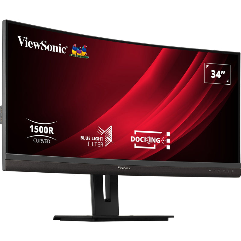 Chargez l'image dans la visionneuse de la galerie, Viewsonic uwqhd curved docking monitor vg3456c 34 ultrawide (zwart (mat), 2x hdmi, 1x displayport, usb-a, usb-b, usb-c, lan, audio)