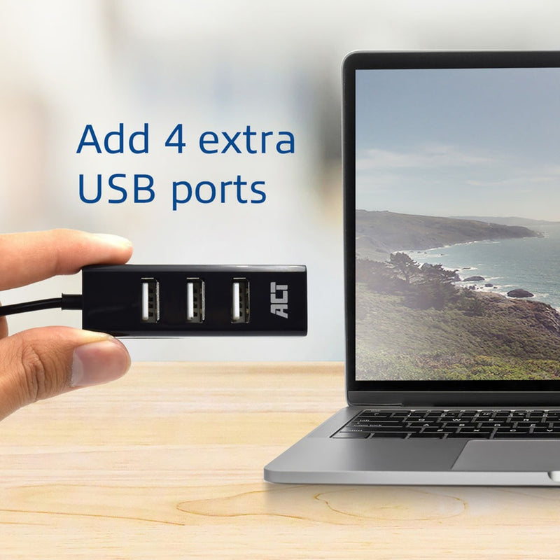 Afbeelding laden in galerijviewer, Act connectivity usb hub mini 4 port usb-hub (zwart)