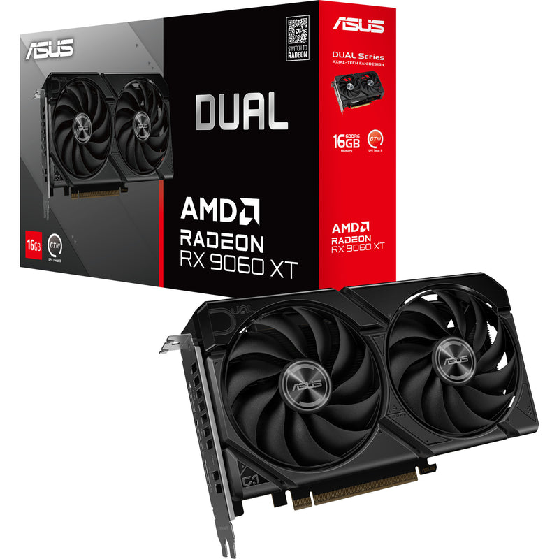 Chargez l'image dans la visionneuse de la galerie, Asus dual radeon rx 9060 xt 16gb grafische kaart (zwart, 2x displayport, 1x hdmi)