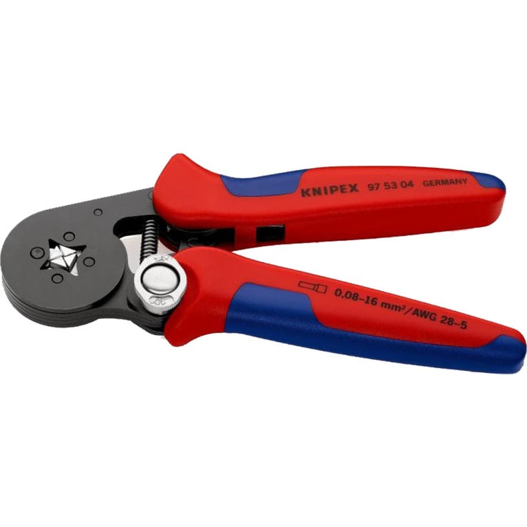 Load image into Gallery viewer, Knipex zelfinstellende krimptang voor adereindhulzen 97 53 04 sb (rood blauw, met zij-invoering)