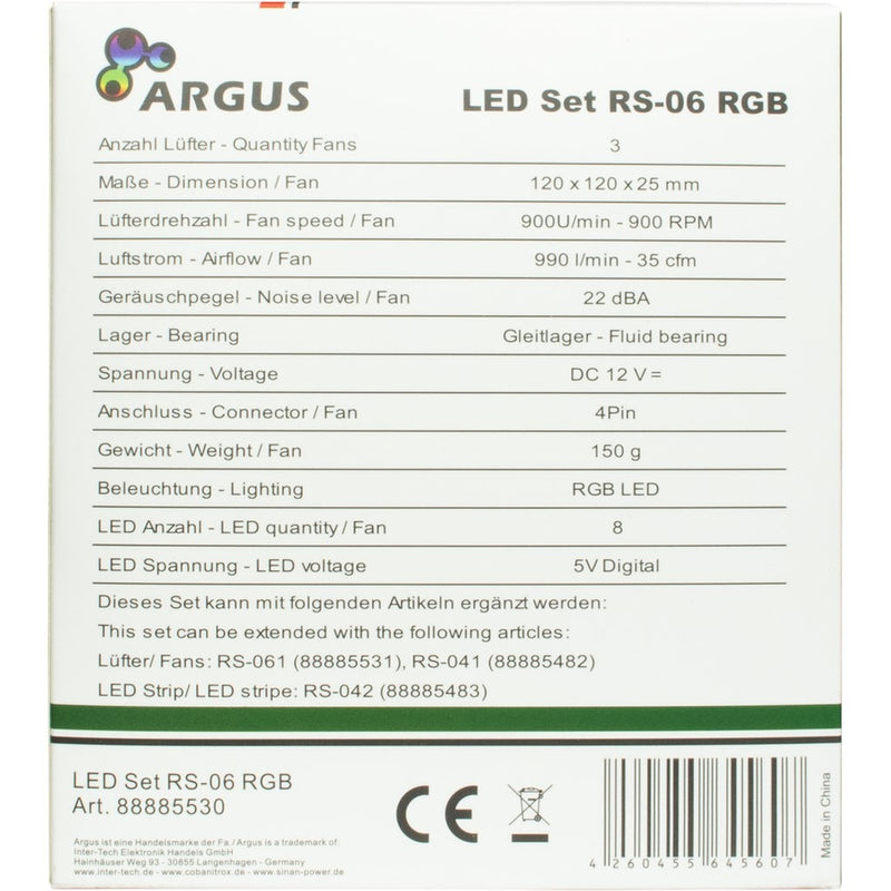 Afbeelding laden in galerijviewer, Inter-tech argus rgb-fan set rs-06 case fans (3 stuks, 120 x 120 x 25 mm, pwm)
