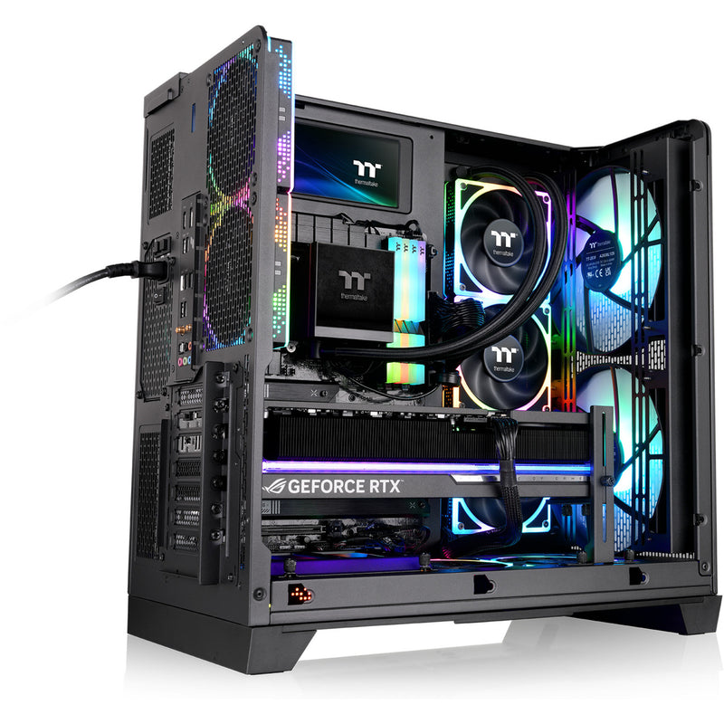 Load image into Gallery viewer, Thermaltake view 390 air midi tower behuizing (zwart | 2x usb-a | 1x usb-c | tempered glass)