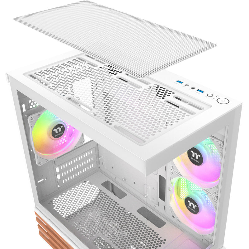 Load image into Gallery viewer, Thermaltake view 170 ws argb mini tower behuizing (wit houtkleur | 2x usb-a | rgb | tempered glass)