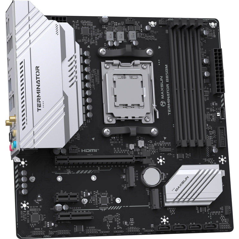 Laden Sie das Bild in Galerie -Viewer, Maxsun ms-terminator b850m wifi socket am5 moederbord (zwart, raid, 2.5 gb-lan, wlan, bt, sound, µatx)
