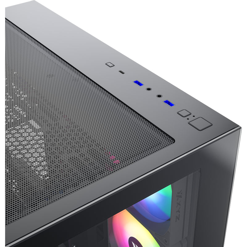 Cargue la imagen en el visor de la galería, Xyz pc gear tesseract x midi tower behuizing (zwart | 2x usb-a | 1x usb-c | tempered glass)