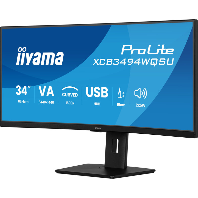 Load image into Gallery viewer, Iiyama prolite xcb3494wqsu-b1 34 curved ultrawide monitor (zwart, 2x hdmi, displayport, 2x usb-a, 2x usb-c)