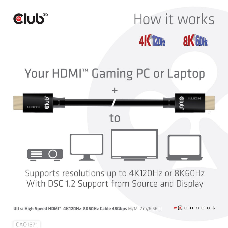 Chargez l'image dans la visionneuse de la galerie, Club 3d gecertificeerde ultra high speed hdmi 2.1 kabel (zwart, 1 meter, 8k)