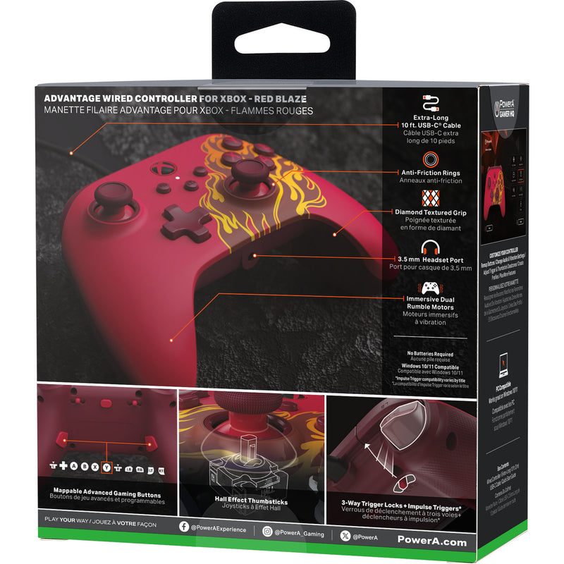 Chargez l'image dans la visionneuse de la galerie, Powera advantage controller met kabel voor de xbox series x|s - rood vuur (rood, xbox series x|s, xbox one, pc)