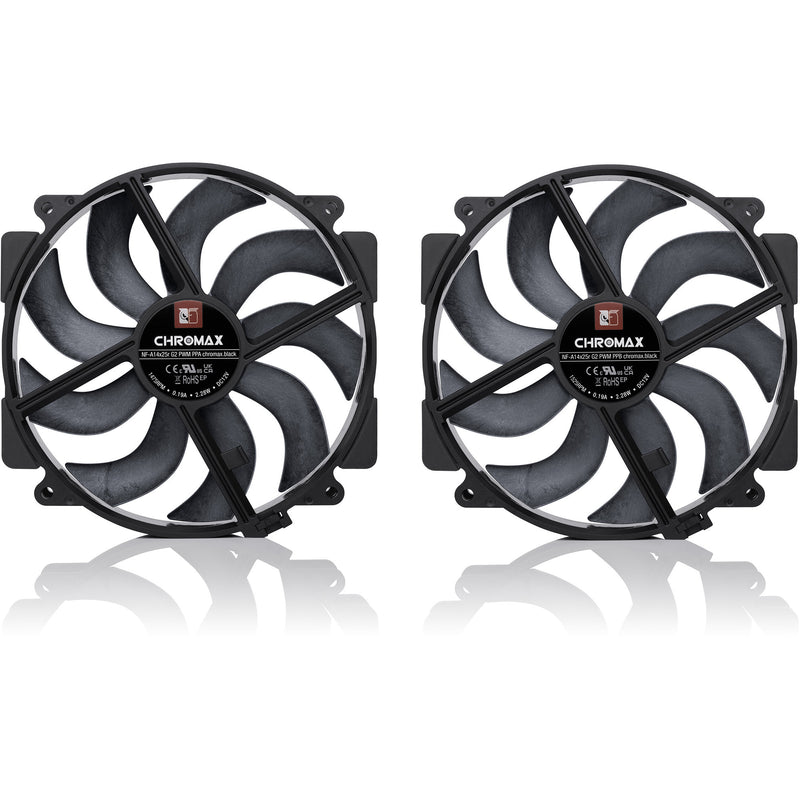 Afbeelding laden in galerijviewer, Noctua nf-a14x25r g2 pwm sx2-pp chromax.black case fans (zwart, 2 stuks, 140 x 140 x 25 mm)