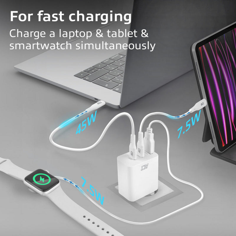 Load image into Gallery viewer, Act connectivity usb-c usb-a lader 65w 3-poorts met power delivery pps, quickcharge en ganfast (wit)