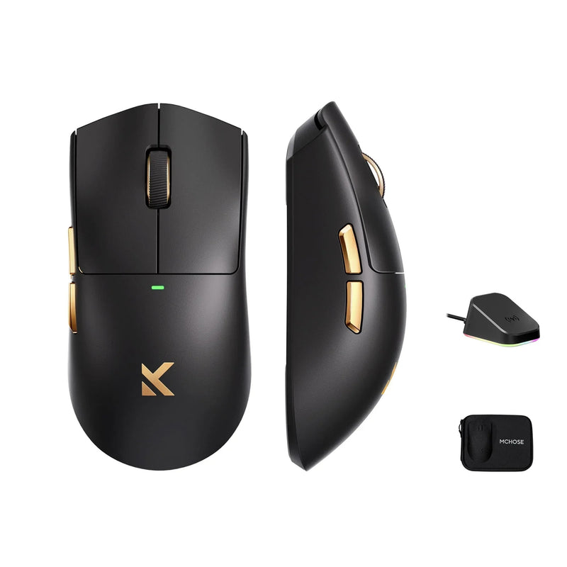Afbeelding laden in galerijviewer, Mchose k7 ultra lightweight wireless gaming mouse (zwart goud, rgb, usb 2.4 ghz, 42.000 dpi)