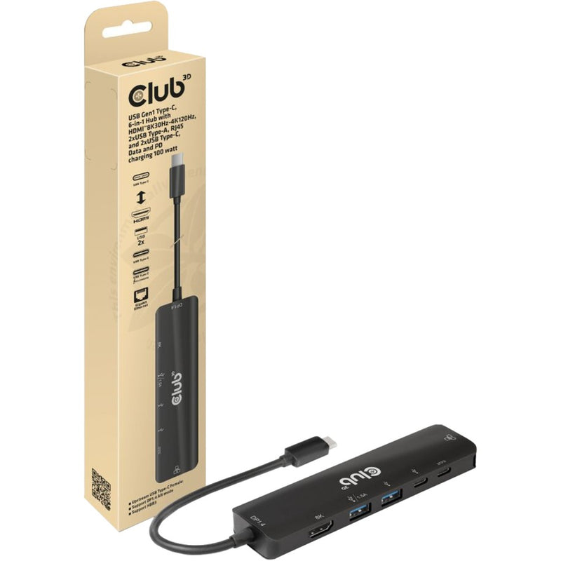 Load image into Gallery viewer, Club 3d usb gen1 type-c 6-in-1 hub dockingstation (zwart)