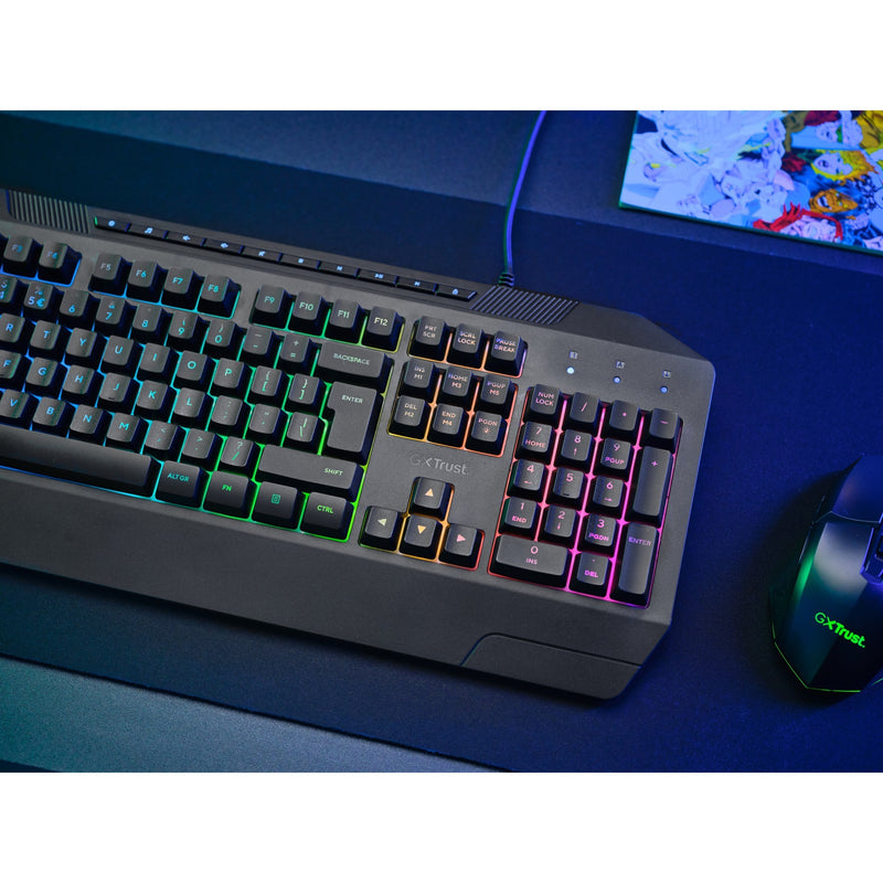 Load image into Gallery viewer, Trust gxt 836 evocx rgb gaming toetsenbord (zwart, us lay-out (qwerty), membraan, 100%, rgb)