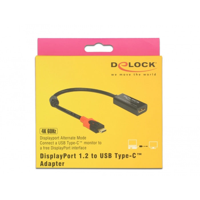 Load image into Gallery viewer, Delock displayport adapter voor usb-c monitor 4k (zwart, 0,2 meter)