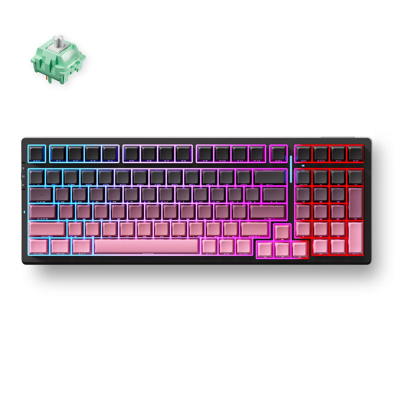 Laden Sie das Bild in Galerie -Viewer, Mchose g98 pro black pink cabbage tofu v2 wireless tri-mode custom mechanical rgb gaming toetsenbord (zwart, us lay-out (qwerty), ktt cabbage tofu v2, rgb, hot swap, side engraved pbt, draadloos | bluetooth | usb-c)