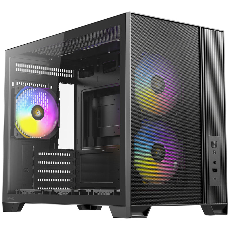 ギャラリービューアに画像をロードする, Antec flux m mini tower behuizing (zwart | 1x usb-a | 1x usb-c | tempered glass)