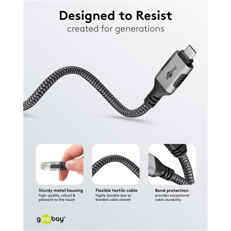 Load image into Gallery viewer, Goobay netwerkadapter usb-c 3.2 gen1 naar rj-45 (zwart zilver, 2 meter)