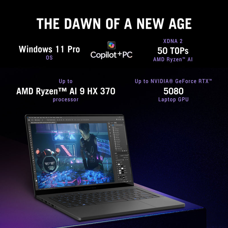 Cargue la imagen en el visor de la galería, Asus rog zephyrus g14 ga403up-qs005w 14 copilot+ gaming laptop (grijs | ryzen 9 270 | rtx 5070 | 32 gb | 1 tb ssd | oled)