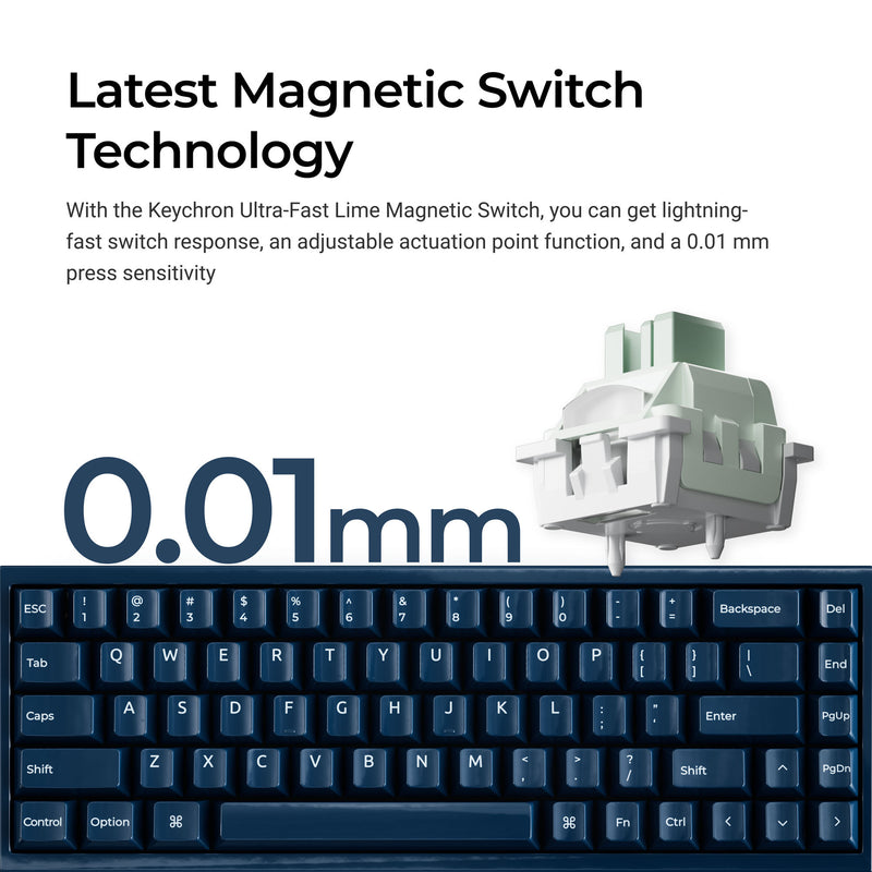 Load image into Gallery viewer, Keychron q16 he 8k magnetic switch keyboard (lichtgroen, us lay-out (qwerty), ultra-fast lime, 65%, rgb, hot swap, 8k)