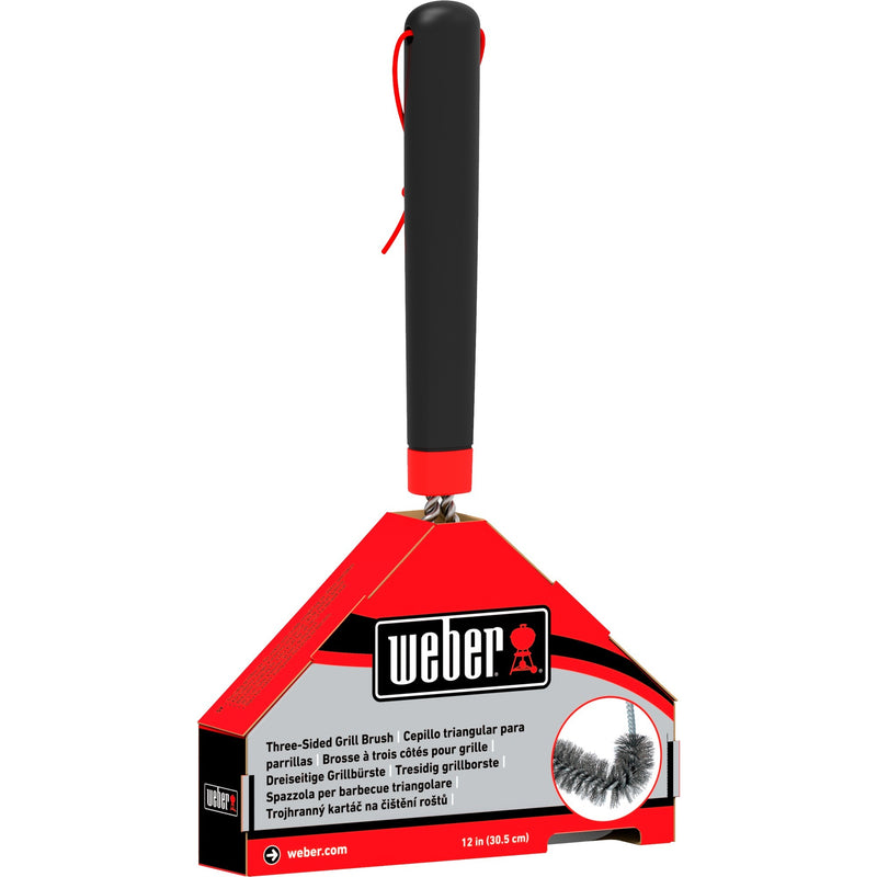 Laden Sie das Bild in Galerie -Viewer, Weber driezijdige reinigingsborstel grillreinigingsborstel (zwart rood, 30 cm)