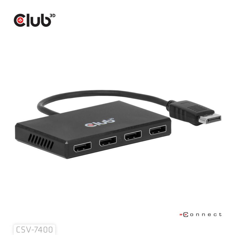 Laden Sie das Bild in Galerie -Viewer, Club 3d displayport quad monitor hub mst 4x 4k30hz displayport splitter (zwart)