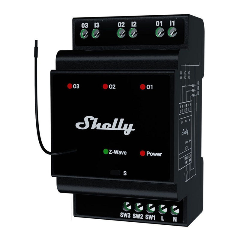 Load image into Gallery viewer, Shelly qubino wave pro 3 relais (zwart, z-wave)