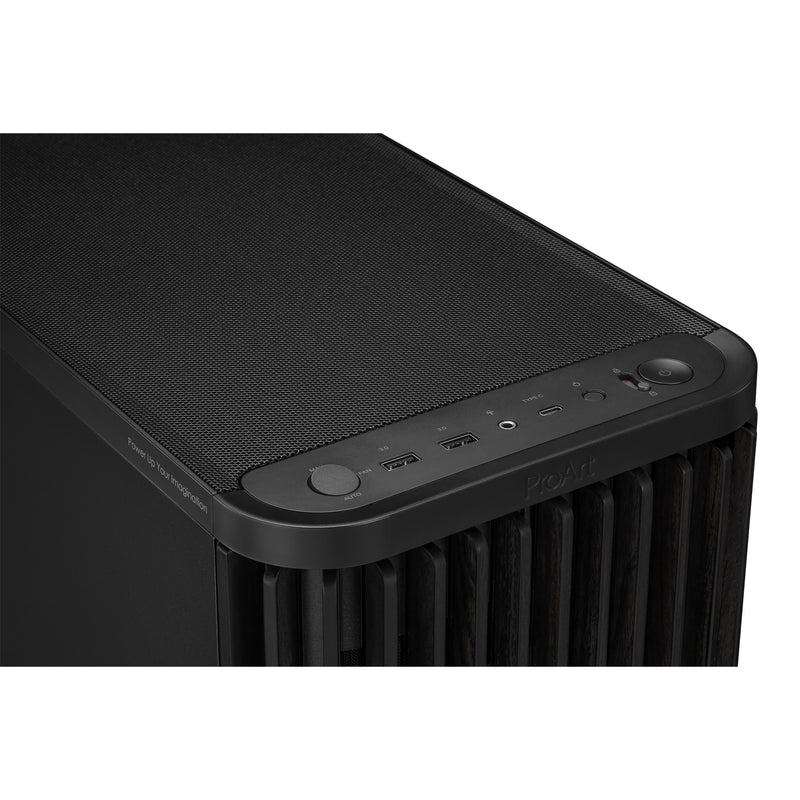 Afbeelding laden in galerijviewer, Asus proart pa401 wood edition - metal panel midi tower behuizing (zwart | 2x usb-a | 1x usb-c)