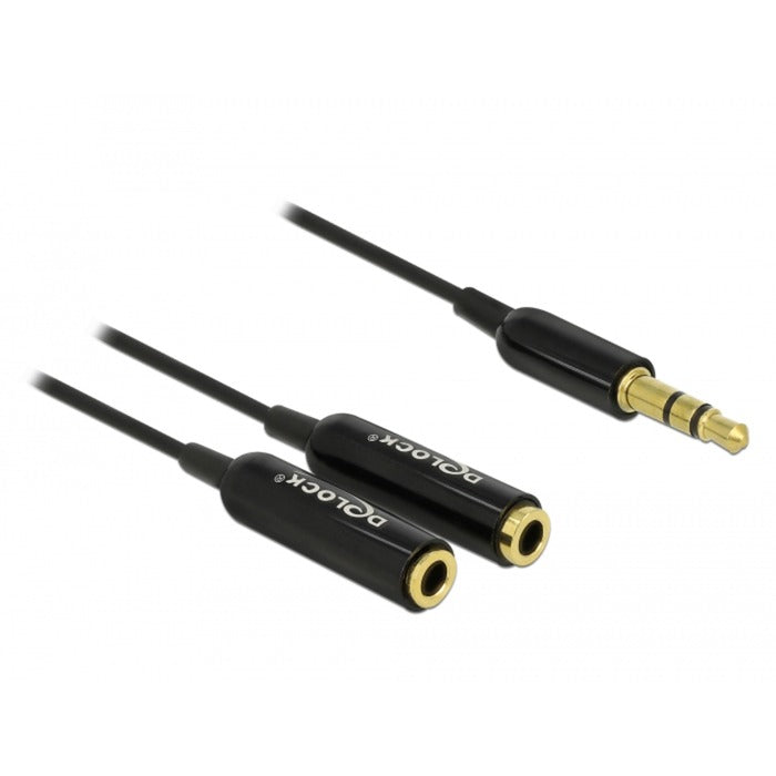 Load image into Gallery viewer, Delock cable audio splitter stereo jack male 3.5mm > 2x stereo jack female splitterkabel (zwart)