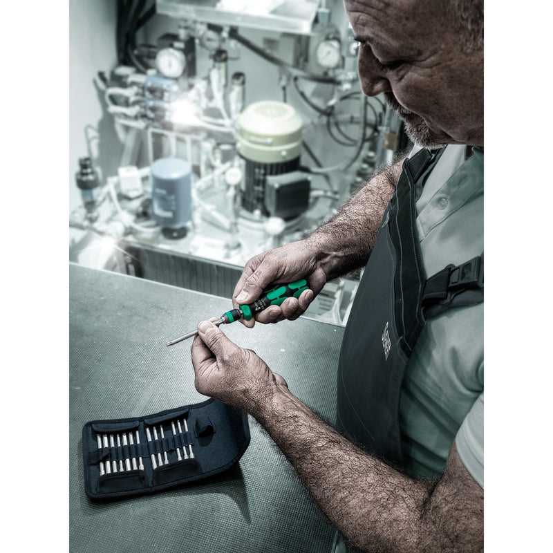 Load image into Gallery viewer, Wera kraftform kompakt 838 ra-r m set 1 bitset (zwart groen, 15‑delig)