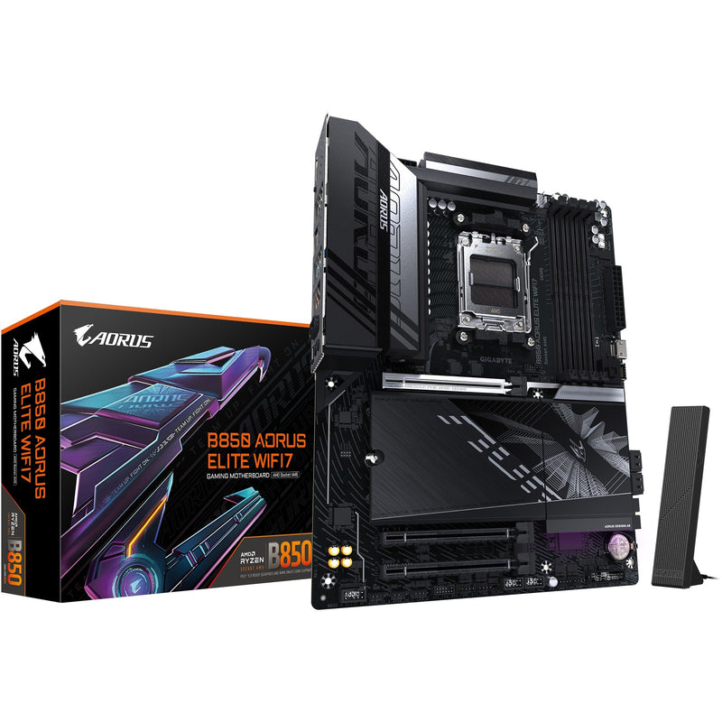 Chargez l'image dans la visionneuse de la galerie, Gigabyte b850 aorus elite wifi7 socket am5 moederbord (zwart, raid, 2,5gb-lan, wi-fi 7, bt, sound, atx)