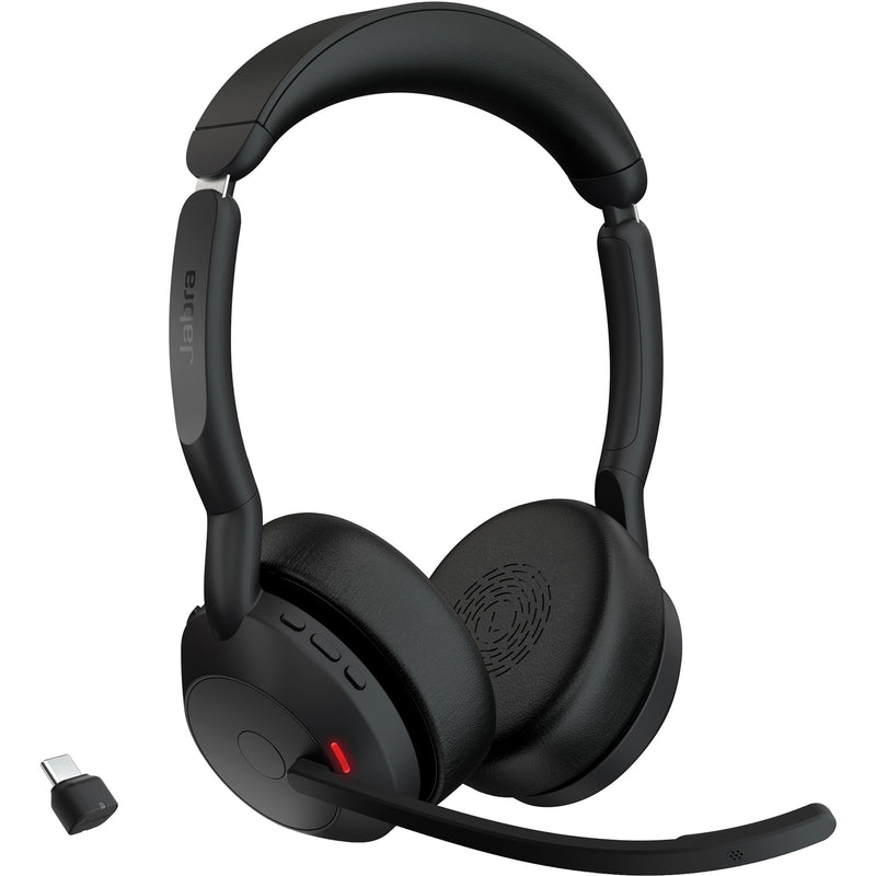 Chargez l'image dans la visionneuse de la galerie, Jabra evolve2 55 - link390c ms stereo met oplaadhouder on-ear headset (zwart, stereo, microsoft teams, usb-c, link380c)