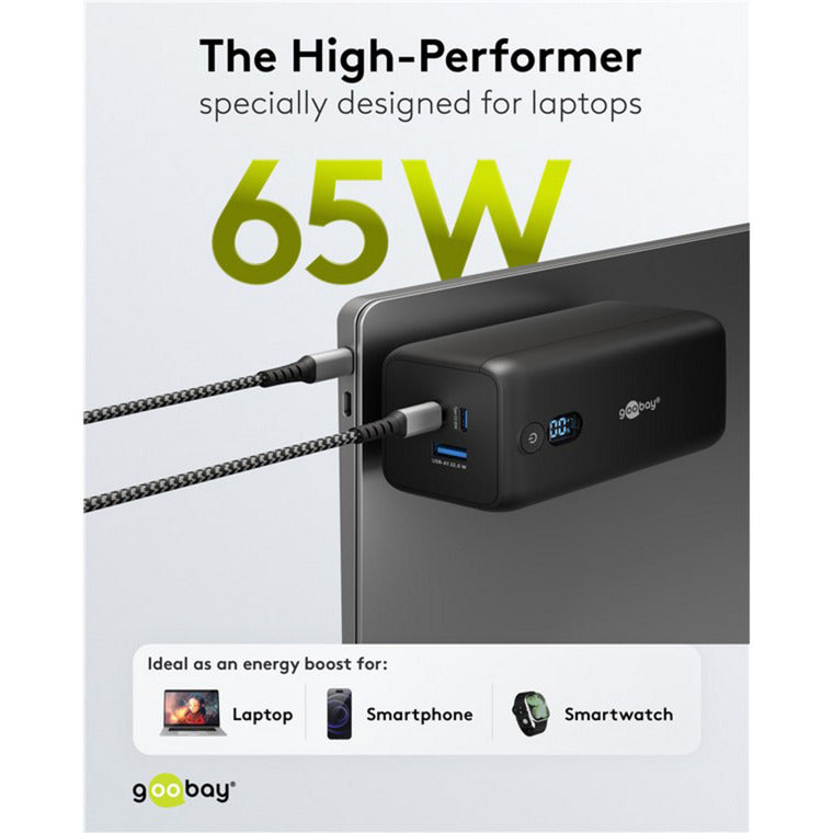 Afbeelding laden in galerijviewer, Goobay laptop powerbank (zwart, 20,000 mah, power delivery)
