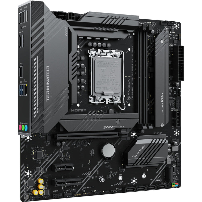 Afbeelding laden in galerijviewer, Maxsun ms-terminator b760m gkd5 dark socket 1700 moederbord (zwart, raid, 2.5 gb-lan, sound, µatx)