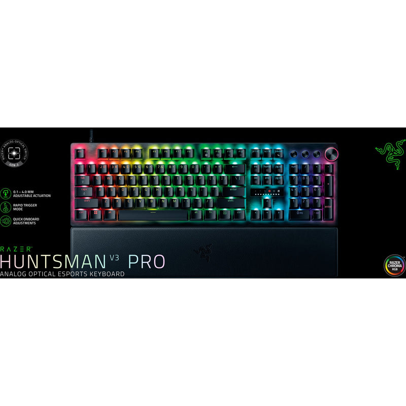 Load image into Gallery viewer, Razer huntsman v3 pro rgb mechanisch gaming toetsenbord (zwart, us lay-out (qwerty), analog optical gen 2, 100%, double-shot pbt)