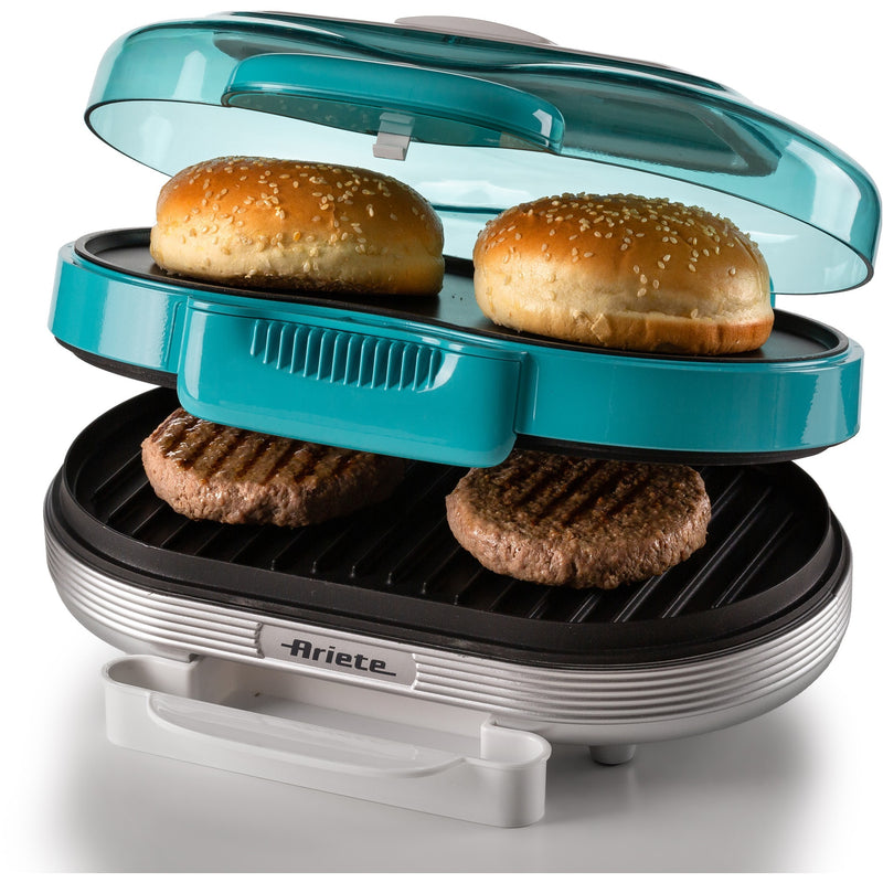 Load image into Gallery viewer, Ariete party time hamburger maker 0205 01 elektrische bakplaat (lichtblauw wit)