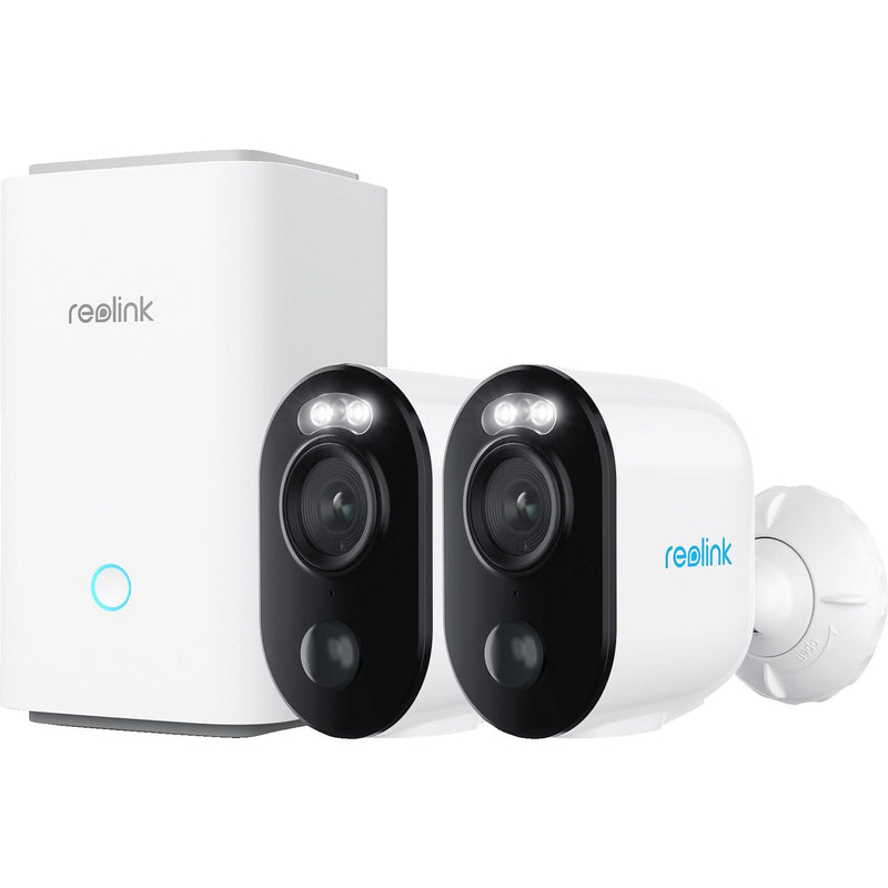 Cargue la imagen en el visor de la galería, Reolink hub 1 met 2x argus series b310 beveiligingscamera (wit, 3 mp | wlan | kleurennachtzicht)