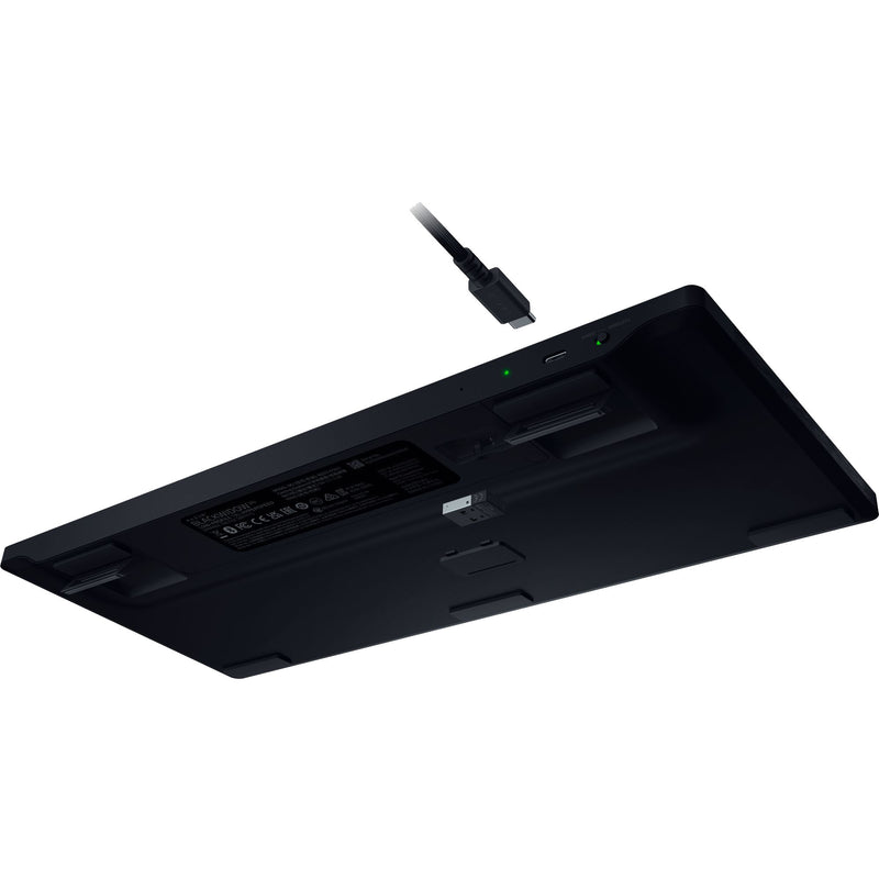 Afbeelding laden in galerijviewer, Razer blackwidow v4 low-profile rgb mechanisch gaming toetsenbord (zwart, us lay-out (qwerty), low-profile green , 80% (tkl))