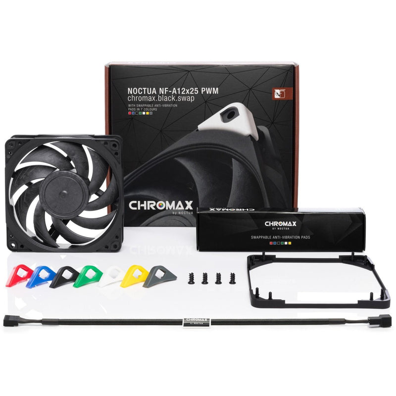 Chargez l'image dans la visionneuse de la galerie, Noctua nf-a12x25 pwm chromax.black.swap case fan (zwart, 120 x 120 x 25 mm)