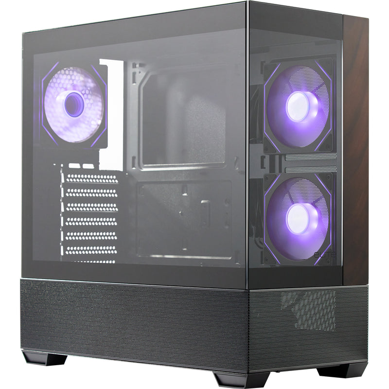 Load image into Gallery viewer, Cooler master elite 690 wood midi tower behuizing (zwart houtkleur | 2x usb-a | 1x usb-c | rgb | tempered glass)