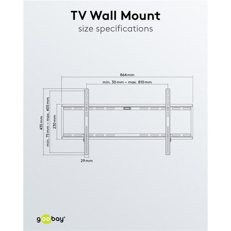 Load image into Gallery viewer, Goobay tv wall mount fixed 43 - 100 inch (109 - 254 cm), max. 70 kg wandmontage (zwart)